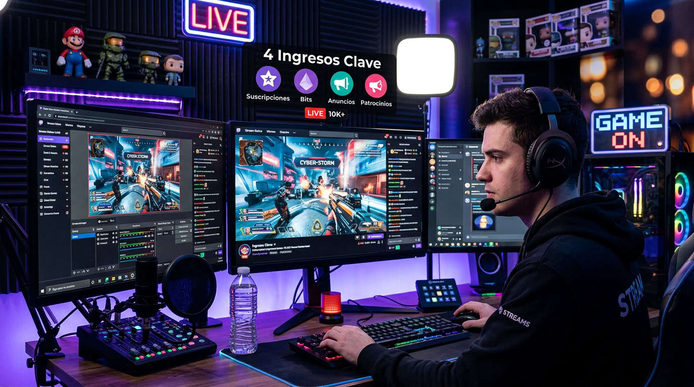 Las 4 formas reales de ganar dinero en Twitch en 2026