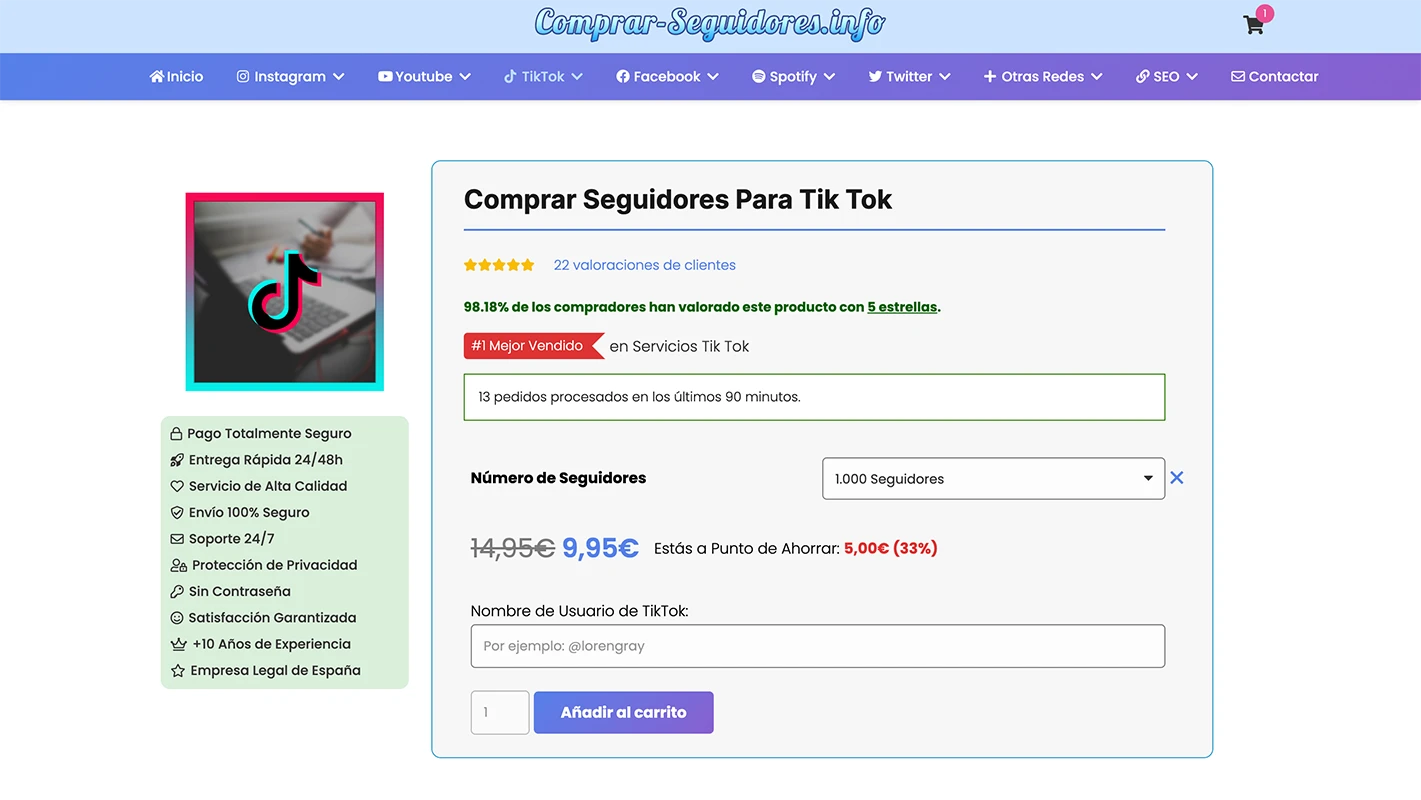 Comprar Seguidores TikTok en Comprar-Seguidores.info