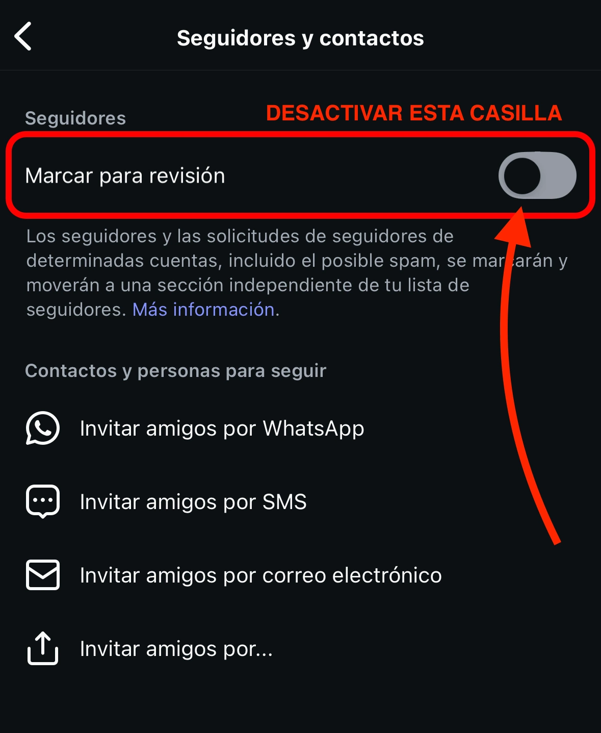 Aviso Desactivar Casilla