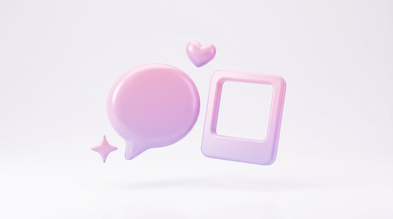 Ilustración de un bocadillo de texto con un corazón, concepto de frase para una publicación de Instagram